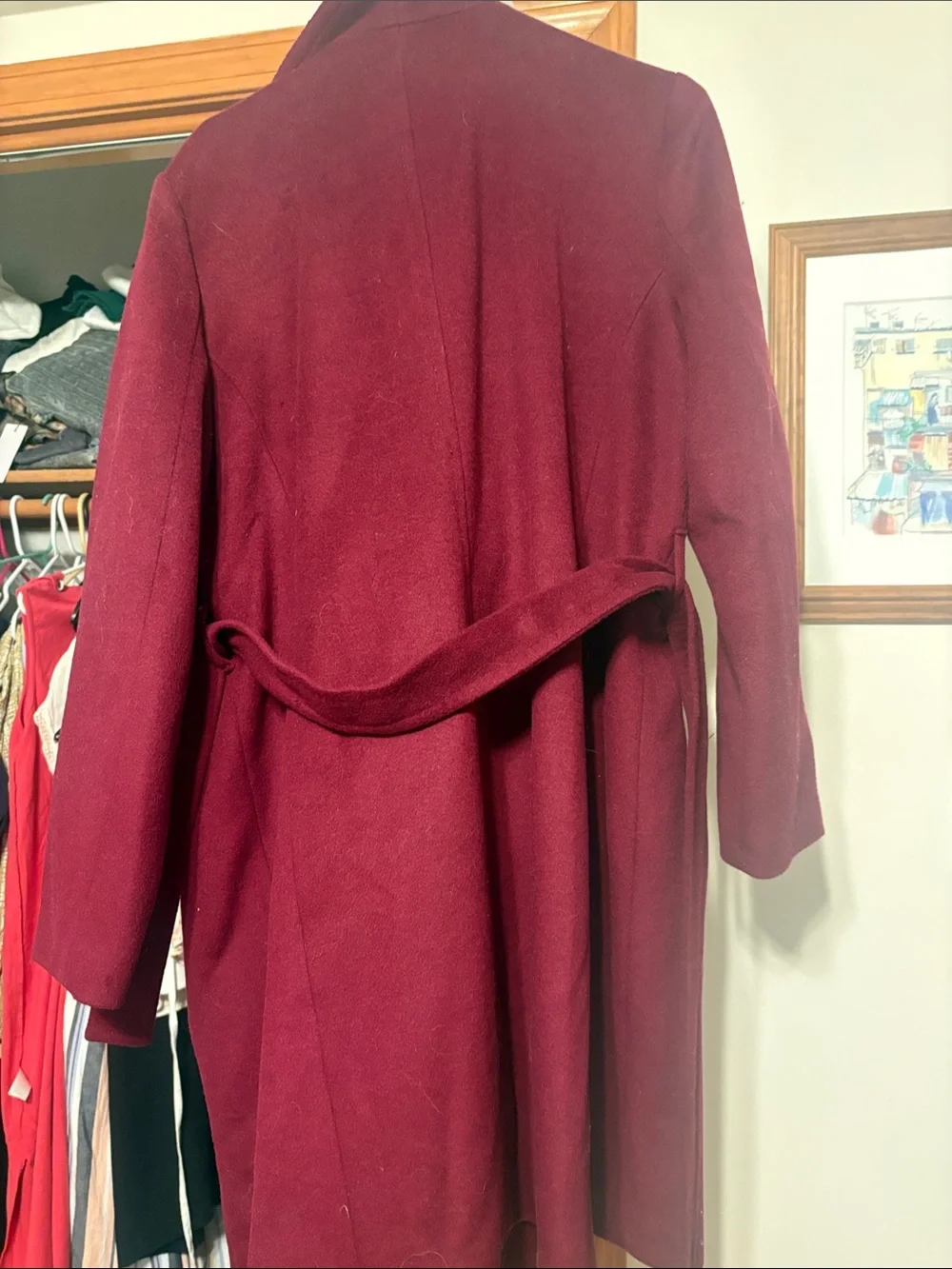 Michael Kors Long Belted Trench Coat in Wine